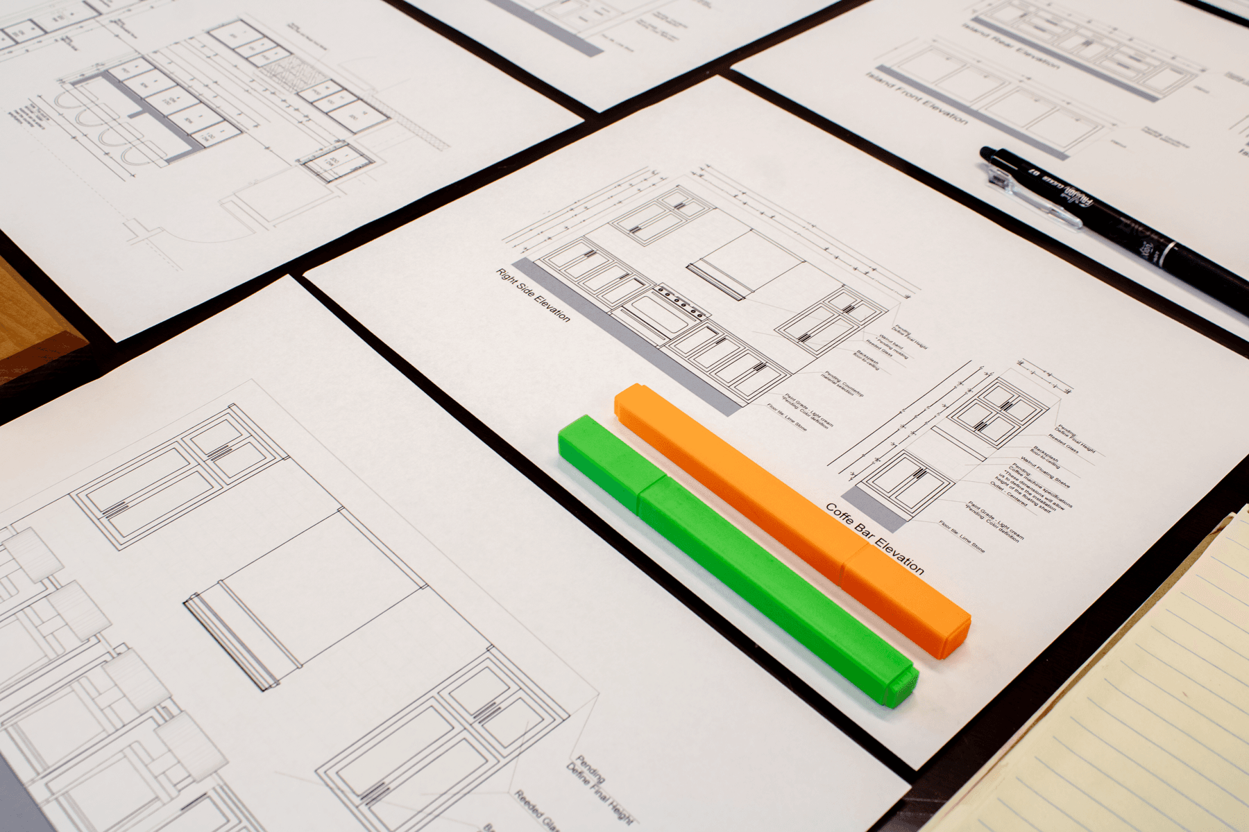 Image of 2D elevations for a custom millwork project in southern Maine.
